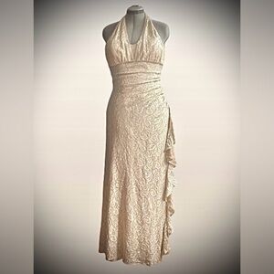 Betsy & Adam By Linda Bernell, lace halter gown fits like a sz 8/10 (says sz 12)